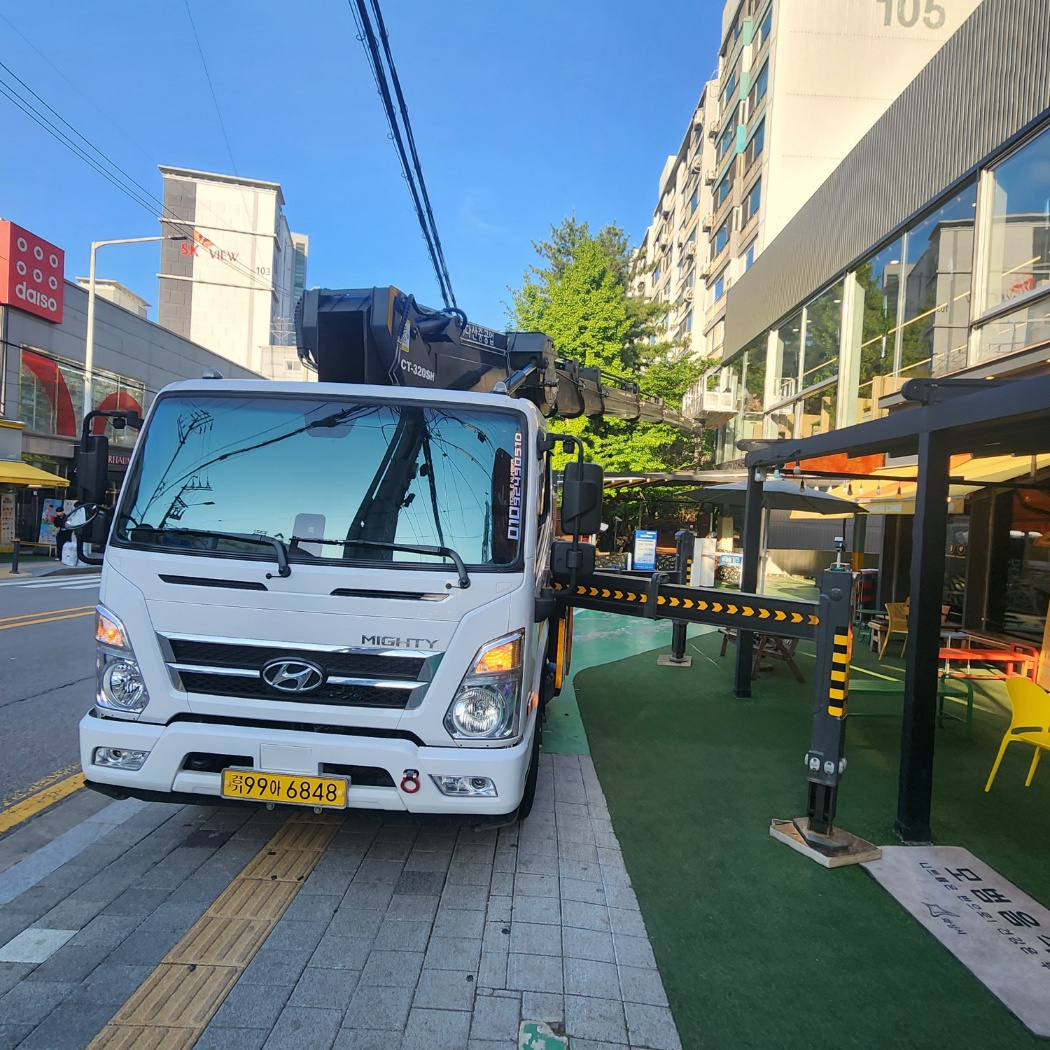 외벽 도색 스카이차 작업사진